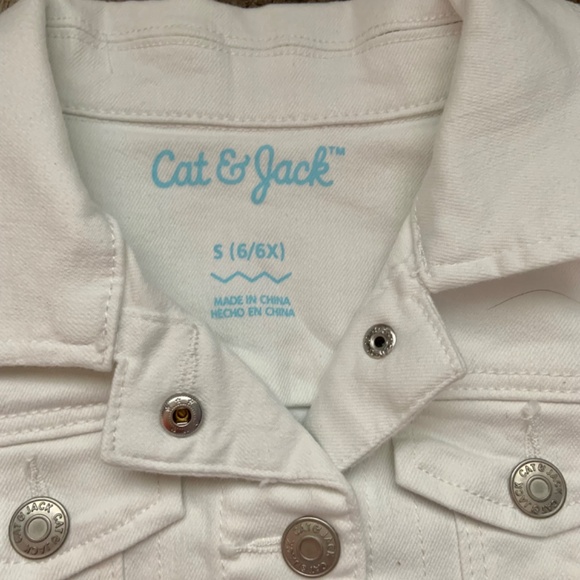 Girls White Denim Jacket Size 6X Cat and Jack - Picture 5 of 6